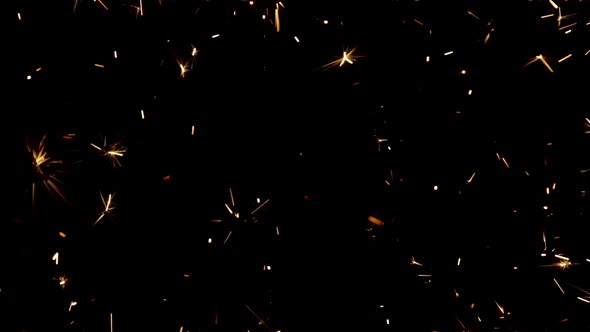 Sparkling Splashes of Bengal Fires on Black Background