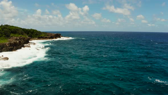 Ocean with Waves Crashing on the Shore