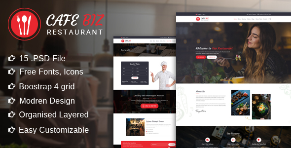 Cafe Biz | Restaurant & Food PSD Template