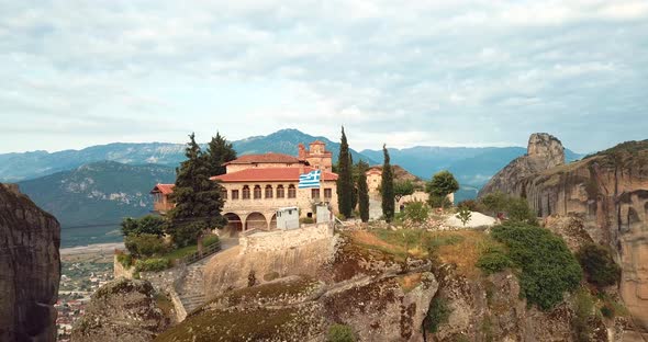 Aerial View Of The Mountains And Meteora Monasteries In Greece