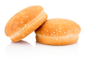 Two hamburger buns with sesame isolated on white background - PhotoDune Item for Sale