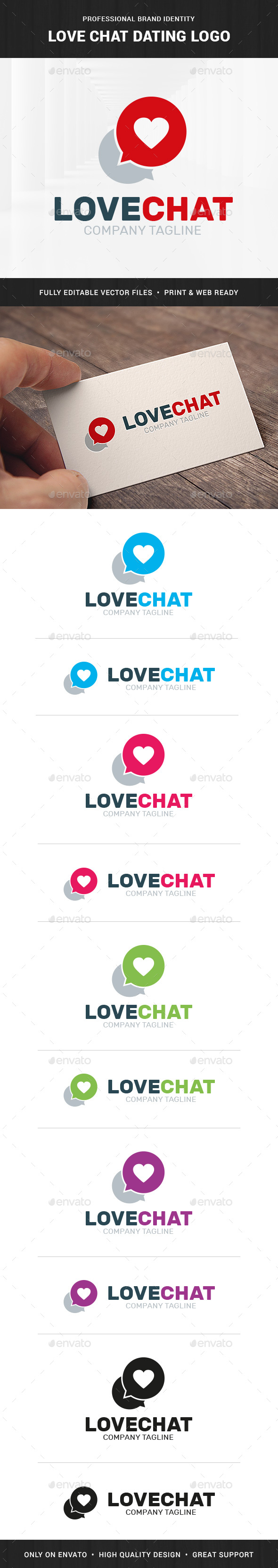 Love Chat Dating Logo Template