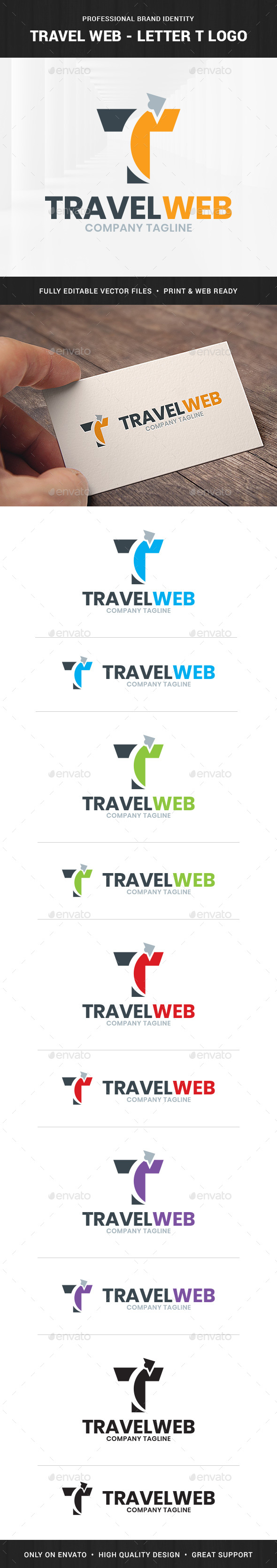 Travel Web - Letter T Logo Template