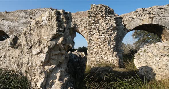 Barbegal aqueduct, Roman ruins in Fontvielle, Provence, Southern France