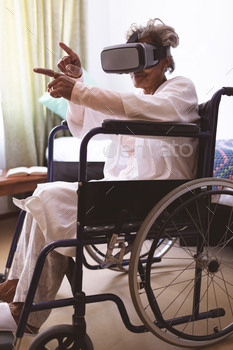 l realty headset in wheelchair at nursing home