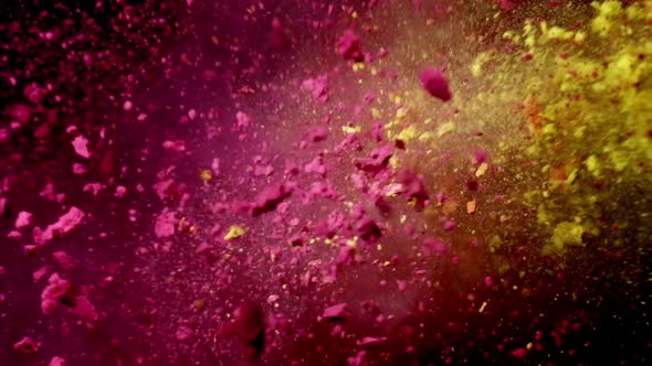 Color Mixture of Pink and Yellow Powder