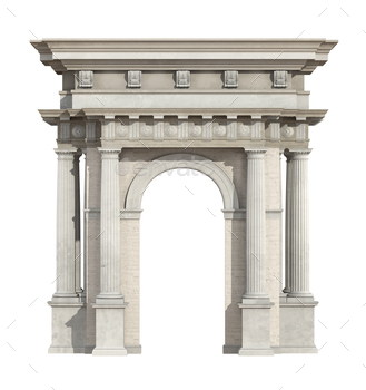 h arch and doric column – 3d rendering