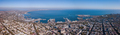 Panorama of the city of Odessa and the sea with a port against a blue sky on a sunny day. Aerial - PhotoDune Item for Sale