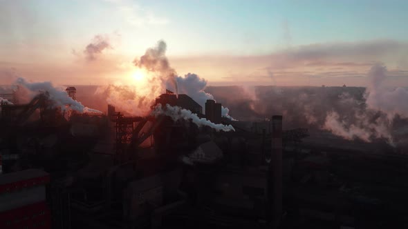 Industrial City of Mariupol Ukraine in the Smoke of Industrial Plants and Fog