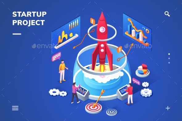 Isometric Landing Page for Startup Project