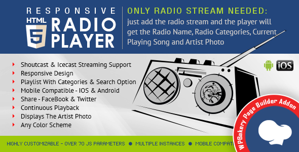 HTML5 Radio Player - WPBakery Page Builder Addon