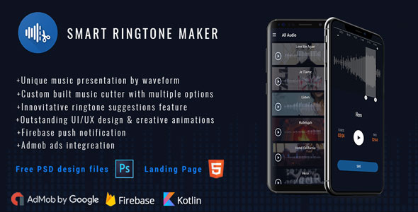 Smart Ringtone maker ( PSD files + Landing Page)