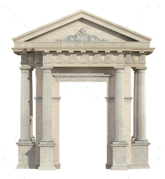 h doric column and tympanon – 3d rendering