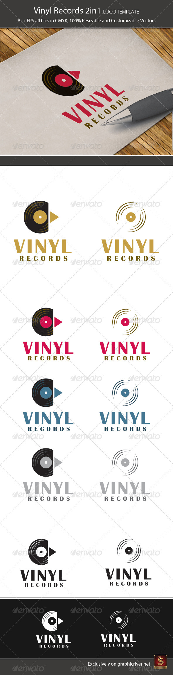 Vinyl Records 2in1 Logo Template