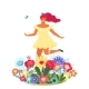 Vector Template with Happy Woman and Flowers - GraphicRiver Item for Sale