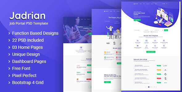 Jadrian - Job Portal PSD Template