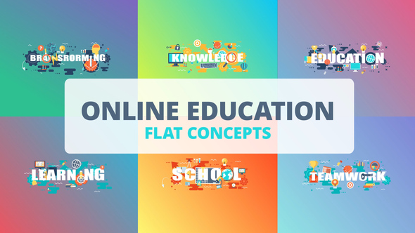 Online Education - Typography Flat Concept