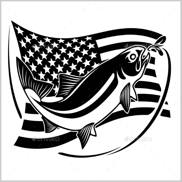 American USA Flag Vector Illustration Tarpon