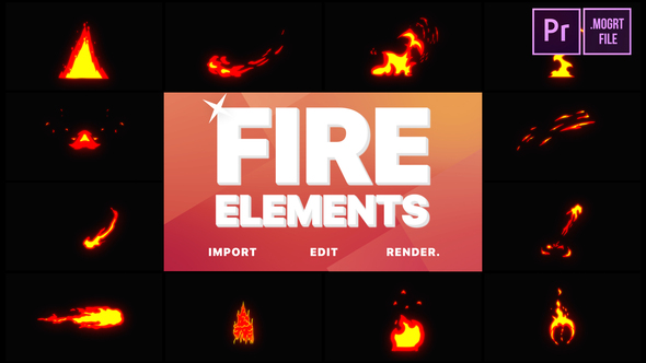 Cartoon Fire Elements | Premiere Pro MOGRT