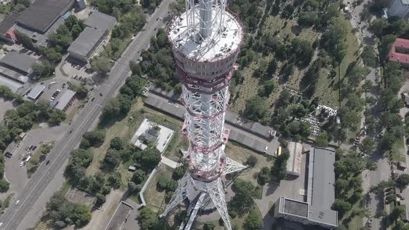 Kyiv. Ukraine: TV Tower. Aerial View. Flat, Gray