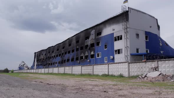 War in Ukraine  Destroyed Warehouse in Bucha