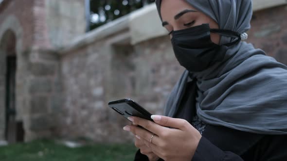 Muslim Hijab Woman Writing Message