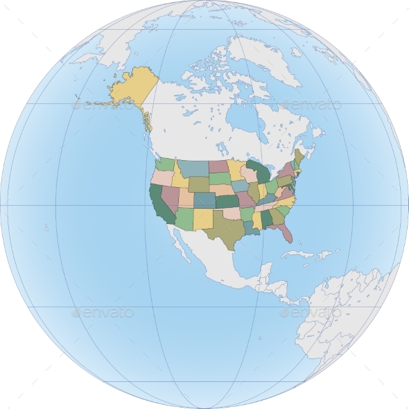 North America with USA on the Globe