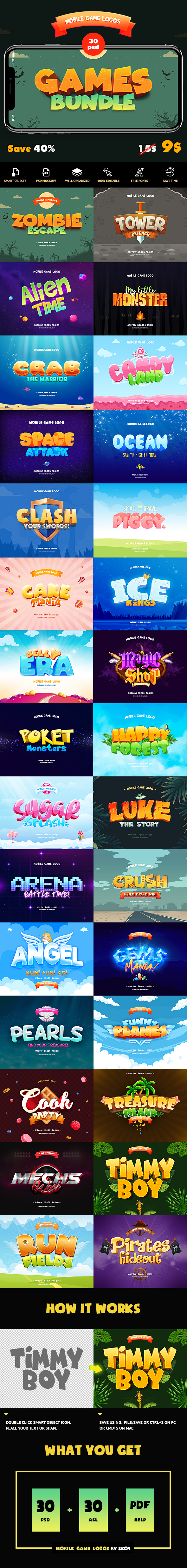 Game Titles Bundle - 30 Text Effects