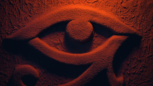 Eye Of Ra Wall Carving In Firelight