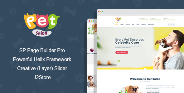 Pet Salon - Szablon Joomla do pielęgnacji zwierząt domowych z programem budującym strony