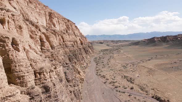 Drone Shot of Charyn Canyon Desert Mountains in Kazakhstan