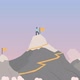 Successful 2D character standing at top of mountain at goal post - VideoHive Item for Sale