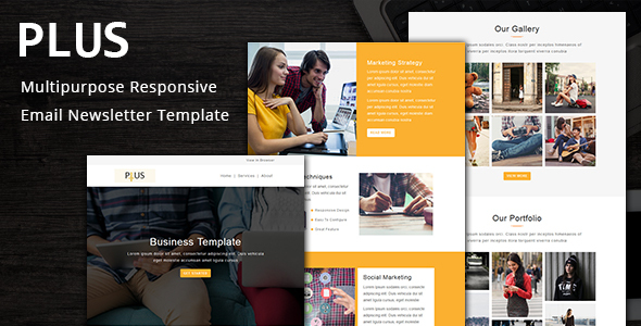 Plus - uniwersalny responsywny szablon wiadomości e-mail z programem Stampready Builder