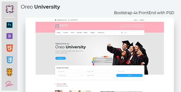 Oreo University - Bootstrap4 template with PSD