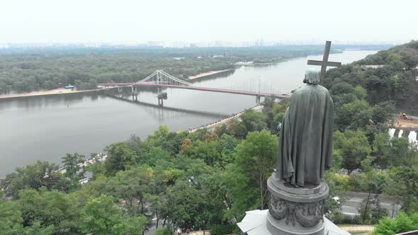Monument To Volodymyr the Great. Kyiv. Ukraine. Aerial View