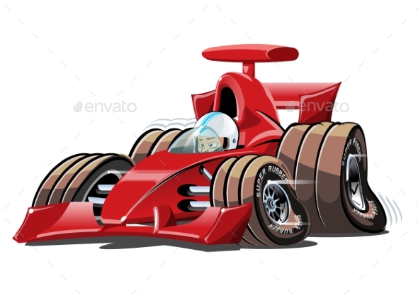 Vector Cartoon Formula 1 Race Car Isolated