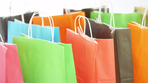 Colorful Paper Bags with Purchases or Presents