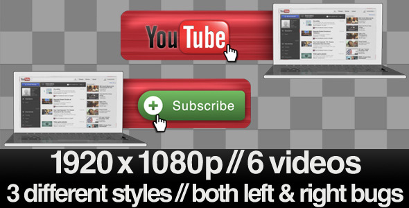 Youtube Subscribe Lower 3rd Bug - 3 Styles + Alpha