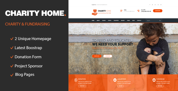 Charity Home - Responsive HTML Template for Fund Raising