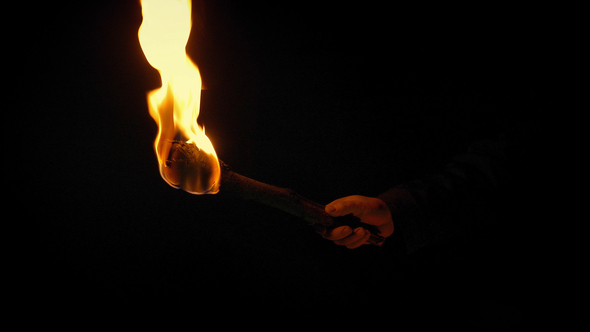 Torch Held Up And Goes Off In Cave