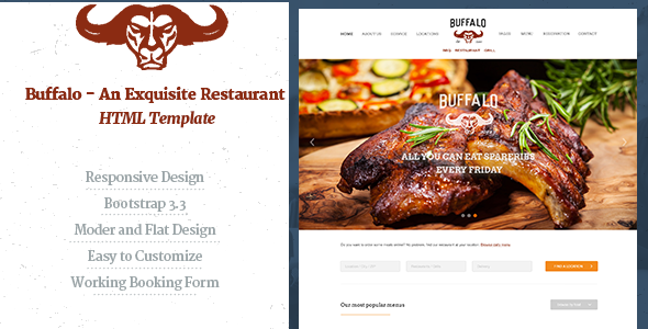 Buffalo – An Exquisite Restaurant HTML Template