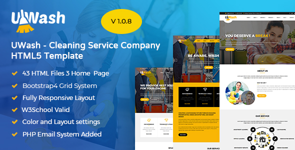 Uwash - Cleaning Service Company HTML5 Template