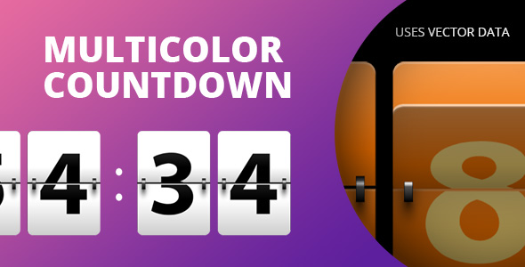 Multicolor Countdown for Adobe Muse.