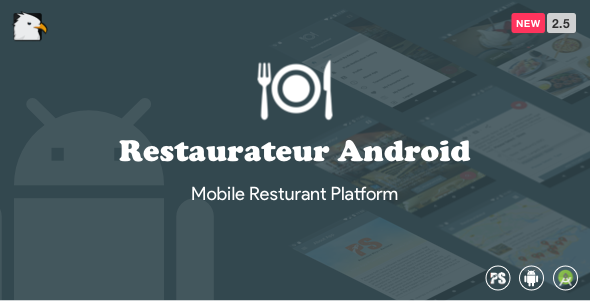 Restaurateur Android (pełna aplikacja na platformę restauracyjną z materiałowym designem) V2.5