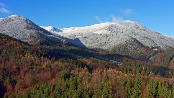 Picturesque Mountain Landscapes Near the Village of Dzembronya in Ukraine in the Carpathians