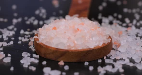 Himalayan Pink Salt in a Wooden is Used to Flavor Food