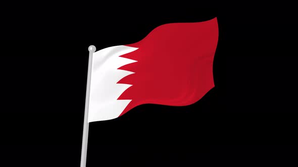 Bahrain Flag Flying Wavy Animated Black Background