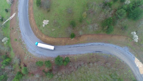 Truck Is Climbing  Forest  Road