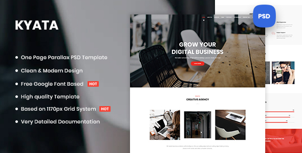 Kyata | One Page Parallax PSD Template – 1 Sold!