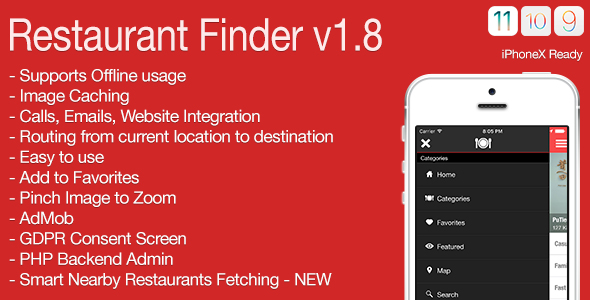 Wyszukiwarka restauracji Pełna aplikacja na iOS v1.8